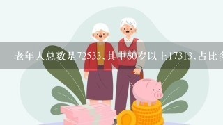 老年人总数是72533,其中60岁以上17313,占比多少?比例是多少